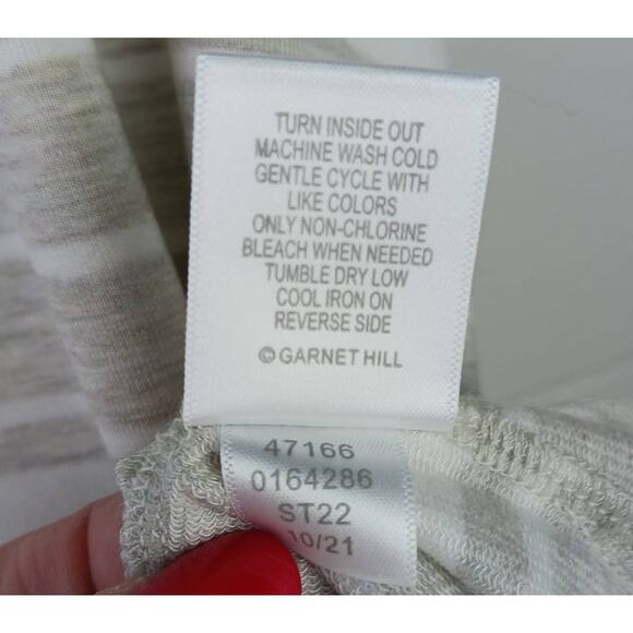 Garnet Hill SZ XL Gray & White Mock-Neck Stiped Tunic Soft Tencel French Terry - Picture 5 of 7